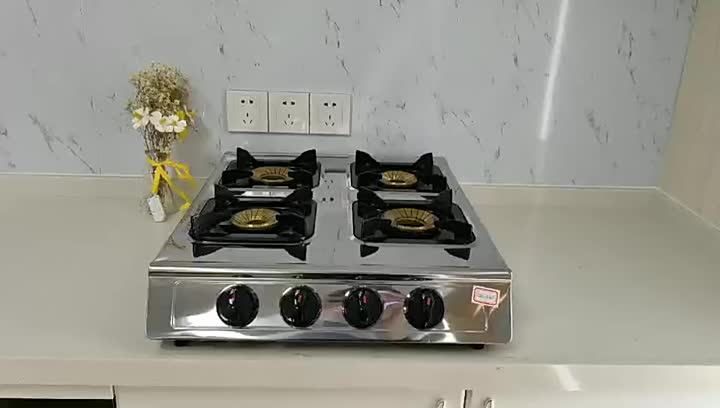 table top gas stove stainless panel