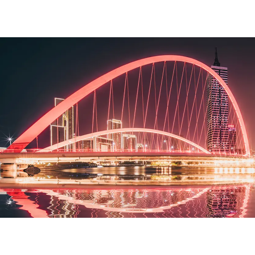 Como refletir a idéia de iluminação verde da paisagem da ponte?