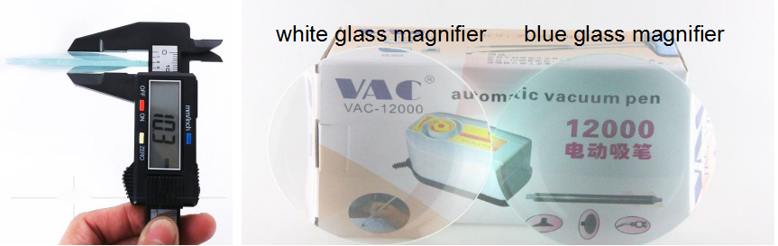 Lensa cembung lensa kaca pembesar biru / putih khusus untuk instrumen optik