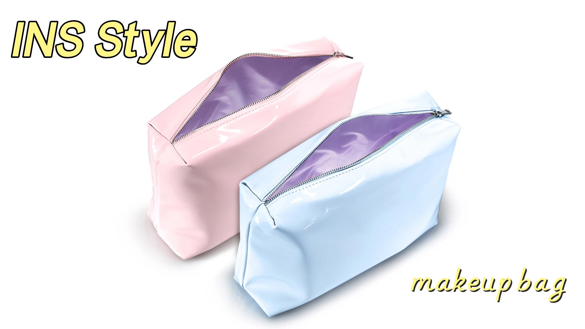 Bolsa de maquillaje azul rosa