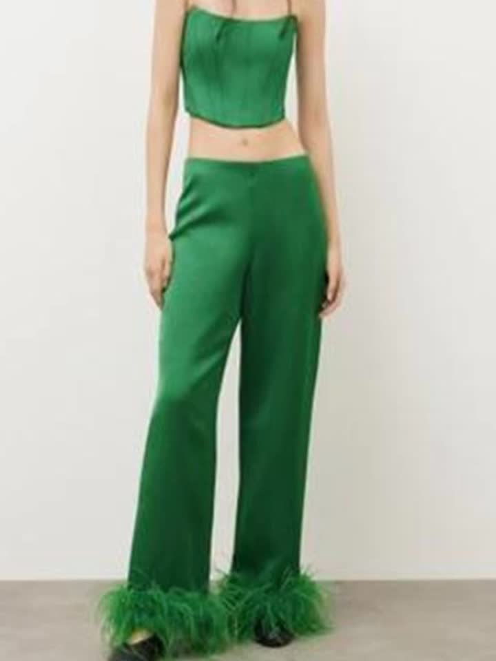 Tencel Strapless Pants Two-Piece Set