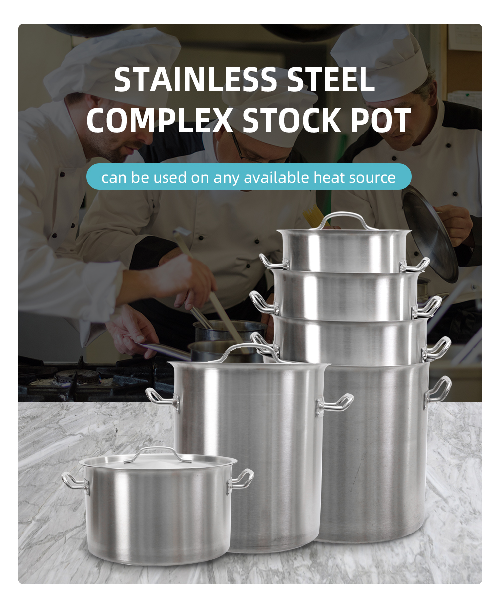 Durable 304 Stainless Steel Short Stockpot