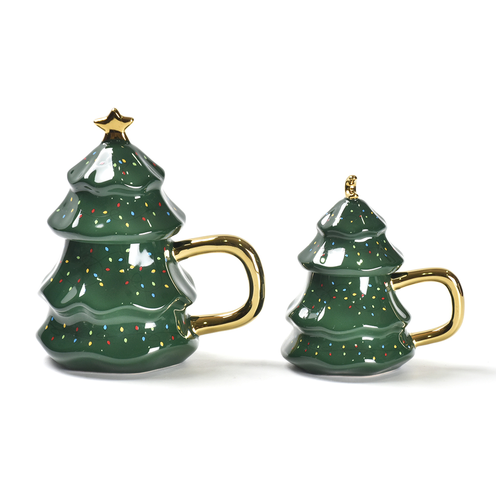 Créative Ceramic Coffee tasse de grande capacité au thé de bois de boisson boisson Tasse d'arbre de Noël avec cadeau de Noël au couvercle