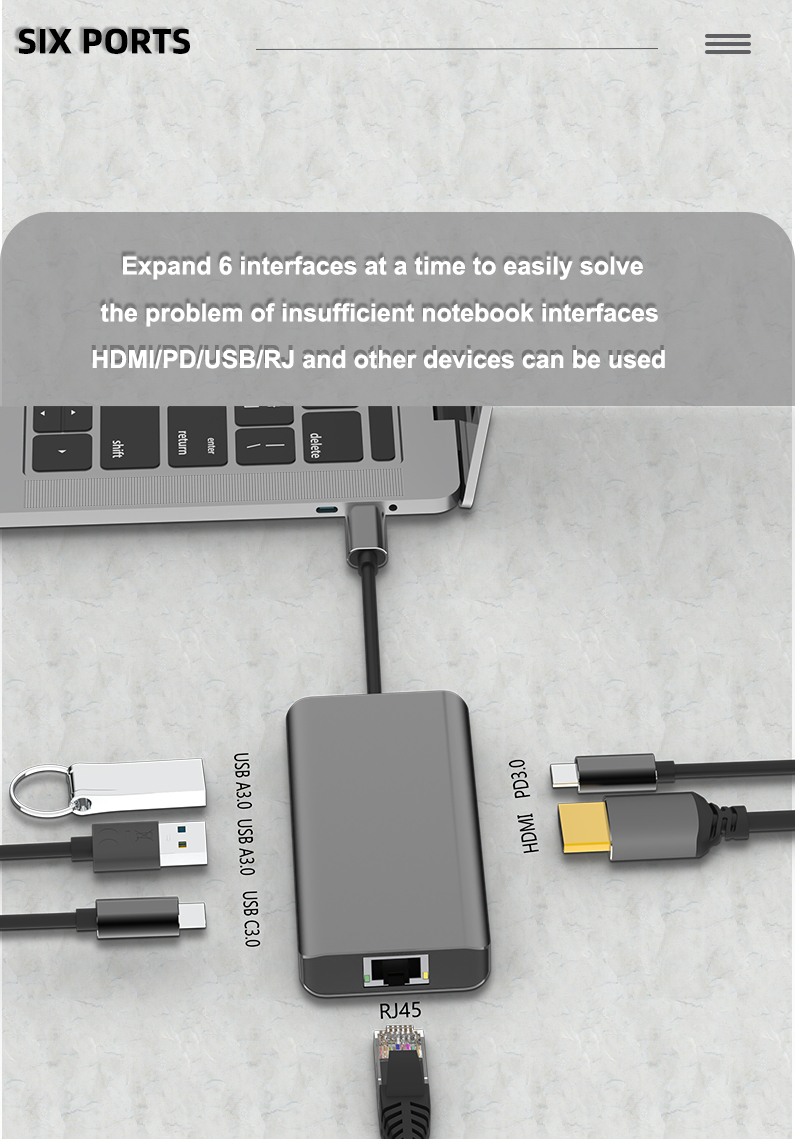 D02d 6 in 1 USB C Docking Station with HDMI