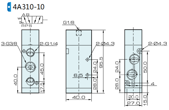 4A310-10 Airtac Tipo 5/2 Valvola di controllo pneumatica pilota pneumatico 0