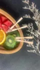 Wegwerp bamboe fruit vorken cocktailvork met logo