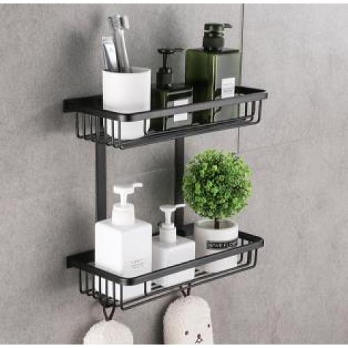 Matte black double tiers shower caddy