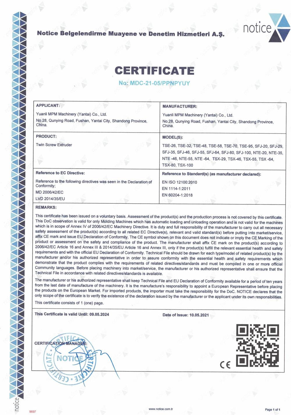 CE certificate