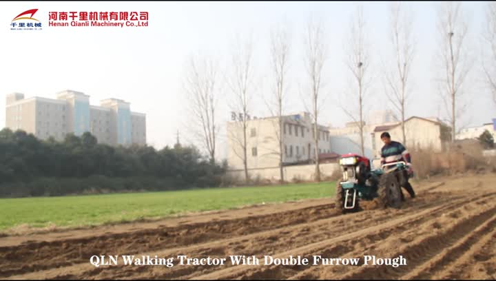 walking tractor with double furrow plough