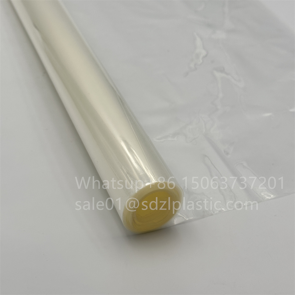 PVC amarillo transparente de plegamiento central