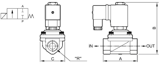 PU220A-03 Shako Type 2 Way NC Messing Magneetventiel 3/8'' 24VDC 0