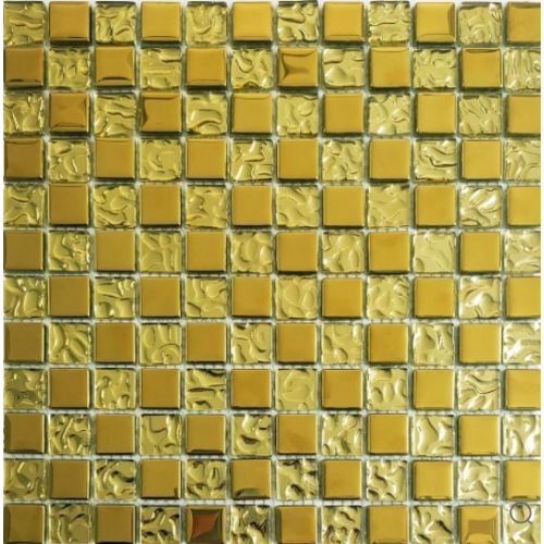 Golden glass mosaic wall decoration adds luxury to hotel