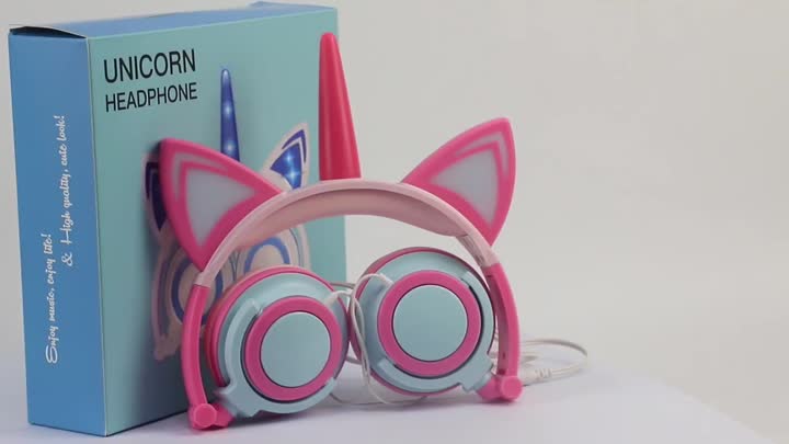 joli casque rose et bleu licorne pour enfants.mp4