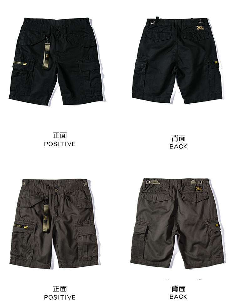 DD.A02 Short de travail multi-poches pour homme en pur coton, pantalon ample à cinq points, short cargo pour homme