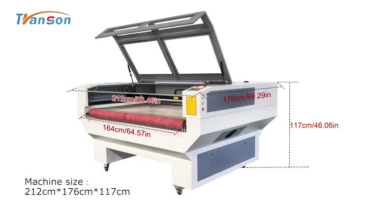 Machine de découpe laser CO2 pour tissu d&#39;alimentation automatique 1610