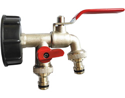 Komplet dvojna pipa 1/2" za IBC cisterno - Reducir (adapter, pokrov) +pipa / tap