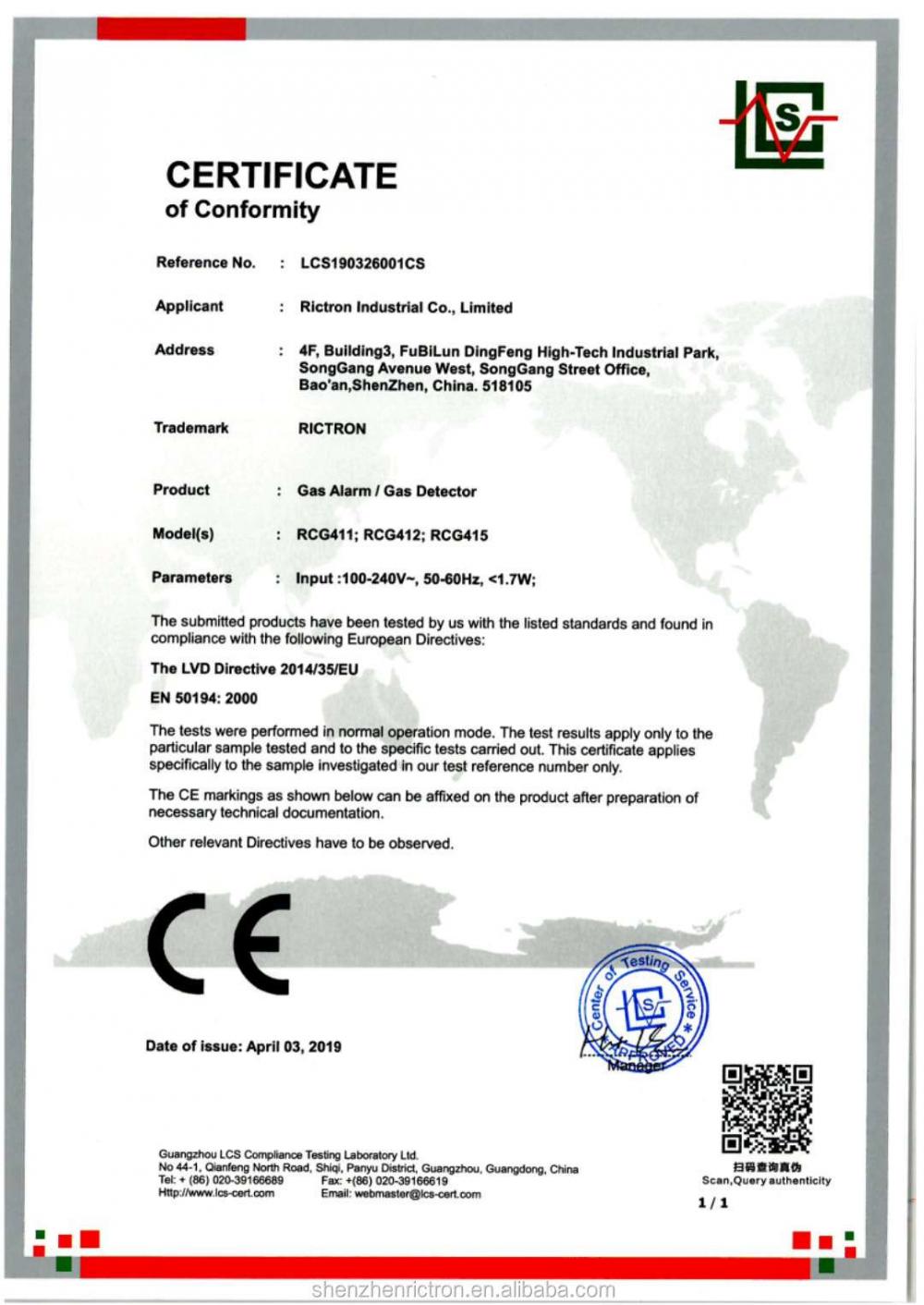 Certificate of Conformity