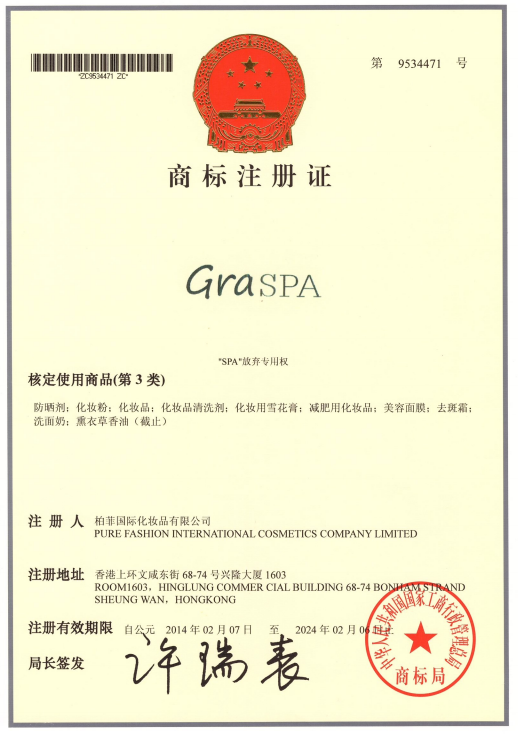 Trademark registration certificate