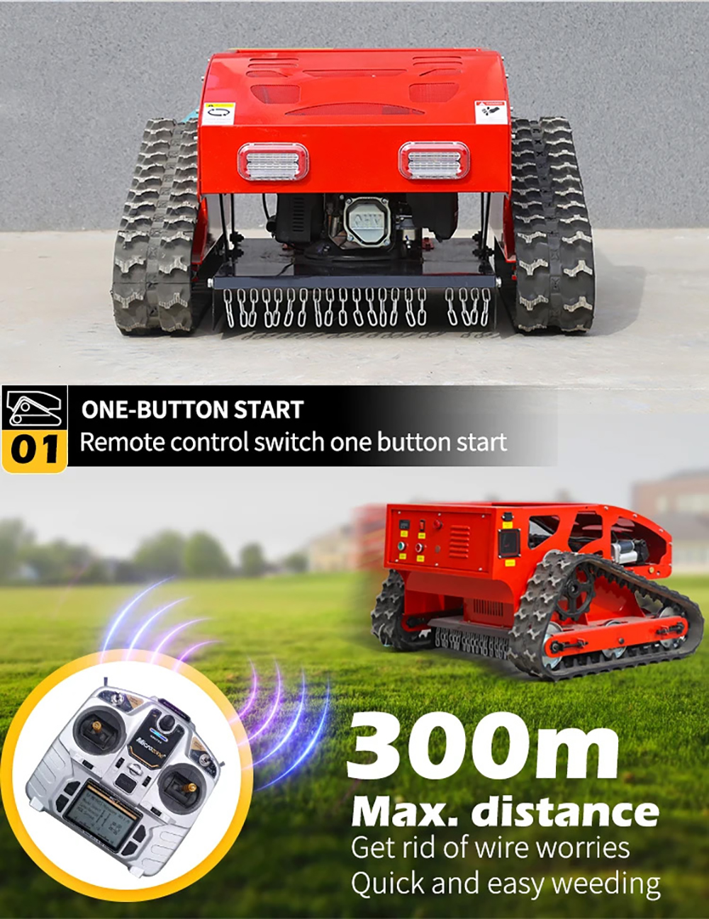 Gasoline Engine Crawler Remote Control Lawn Mower2