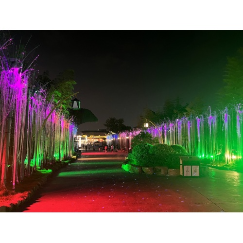 What are the different colors and effects that can be achieved with fiber optic lights?