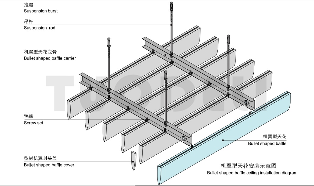 Bullet-shaped Baffle Ceiling