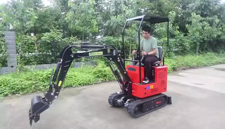 1 ton red mini excavator