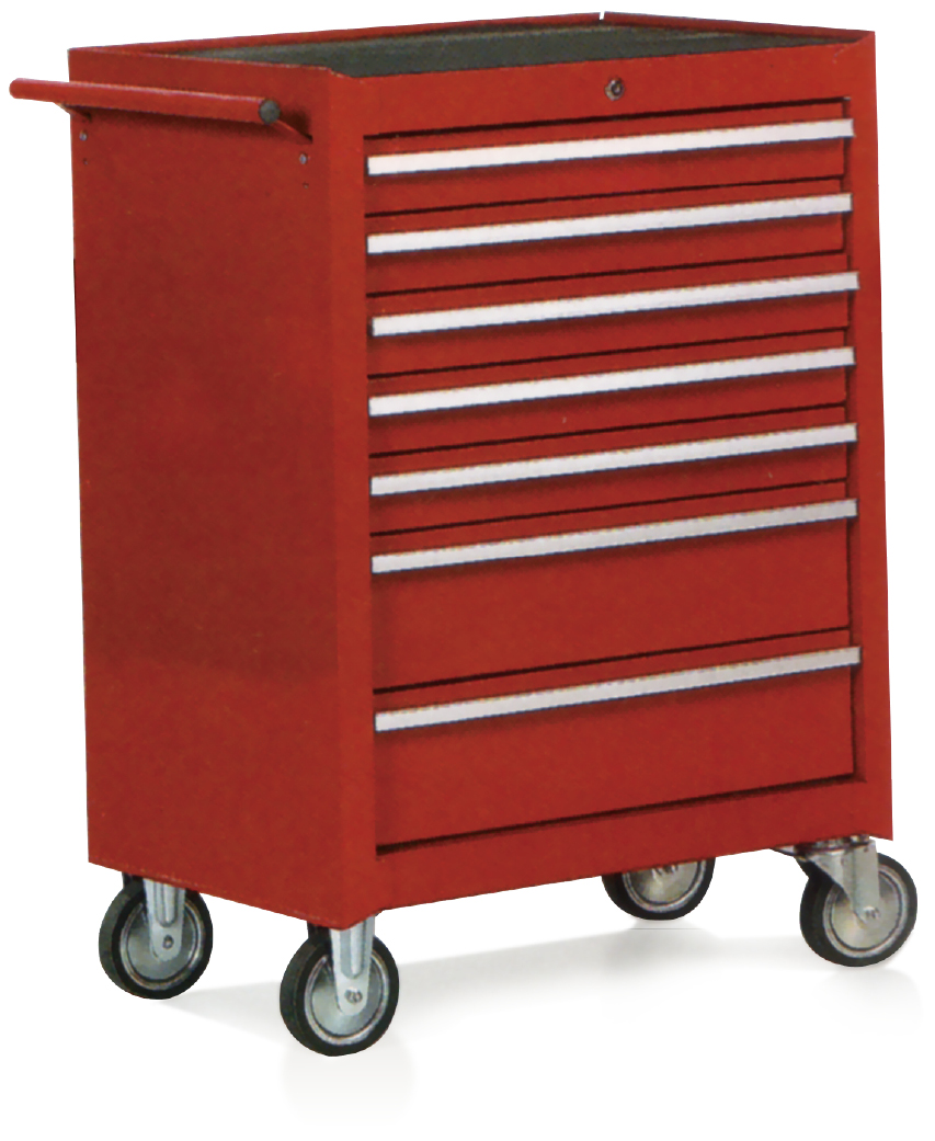 Seven drawer tool cart with boxes