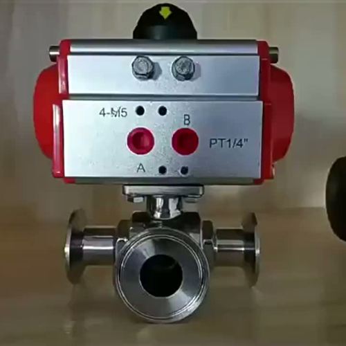 Supapă pneumatică cu bilă cu fixare rapidă în trei căi