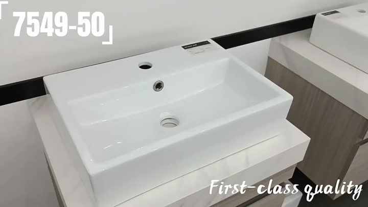 Évier de lavabo en céramique de luxe rectangulaire 7549