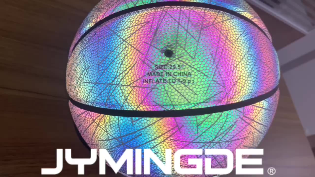 PU leather custom logo size 7 holographic glowing reflective basketball glow in the dark basketball ball for gift training1