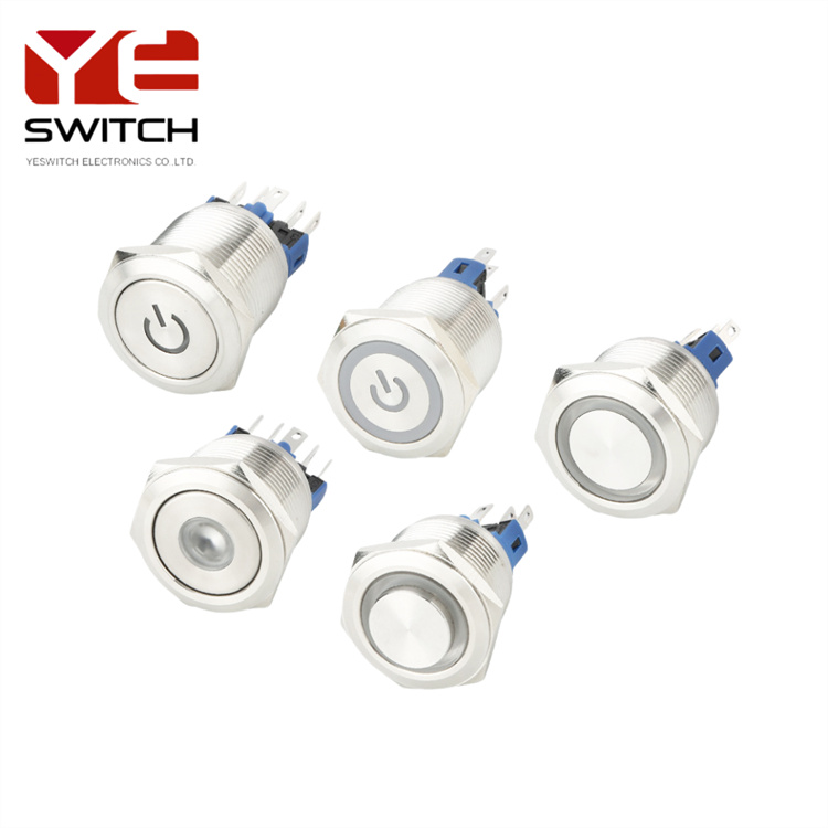 Yeswitch 22mm IP67 Tertutup tombol tekan logam LED SW