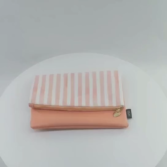 HSI A047190128AA Pastel Peach Striped Womens Accessory Handbag1