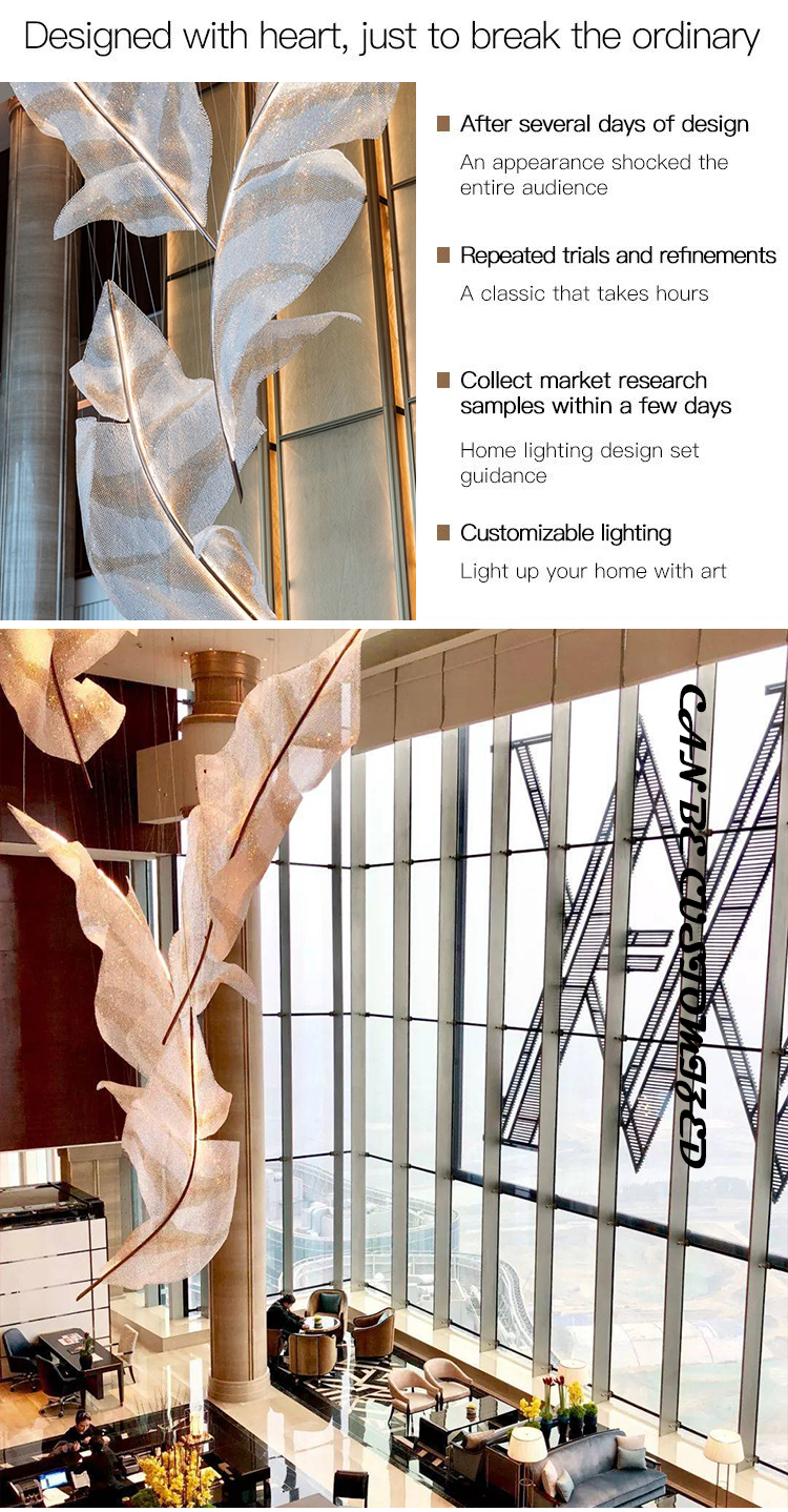 Factory direct sale modern indoor decoration hotel luxury big project chandelier pendant light