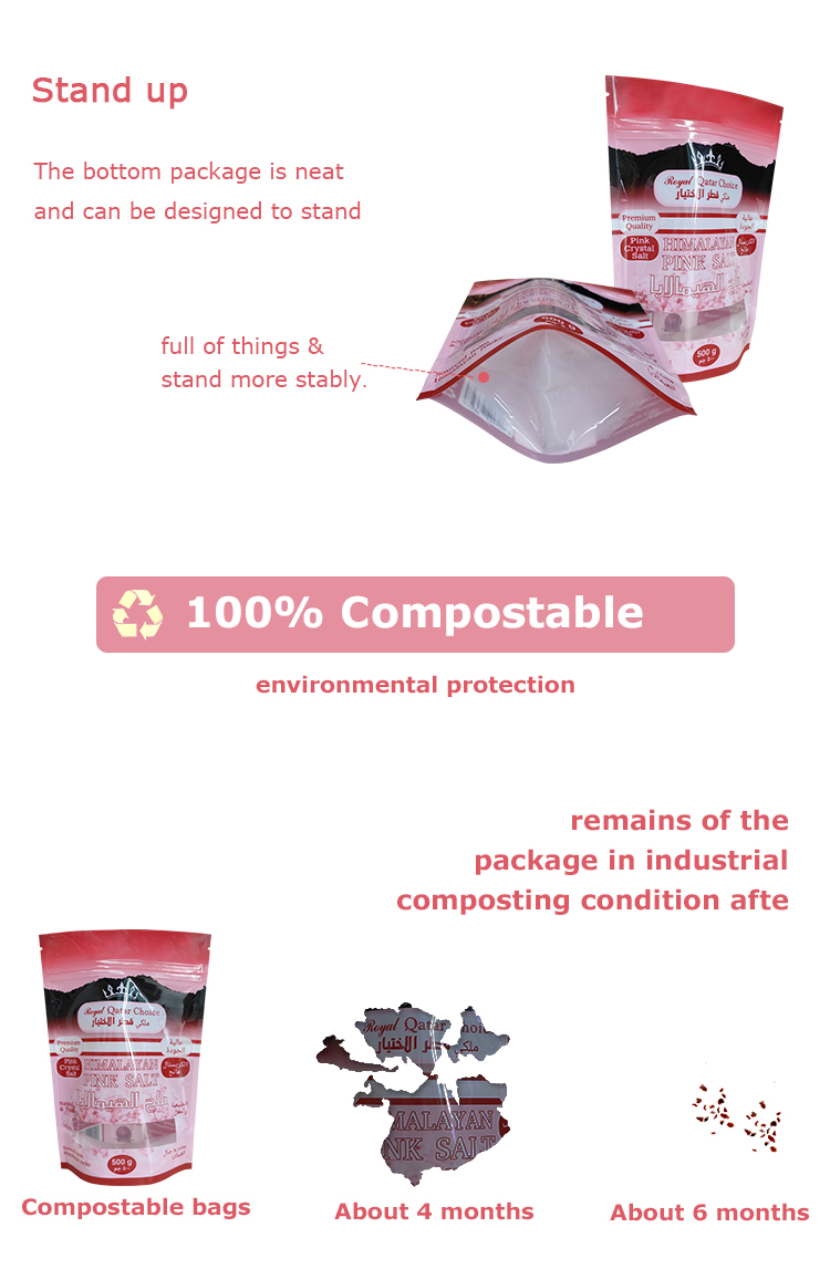 Confezione in plastica personalizzata per alimenti Stand Up Ziplock Bag