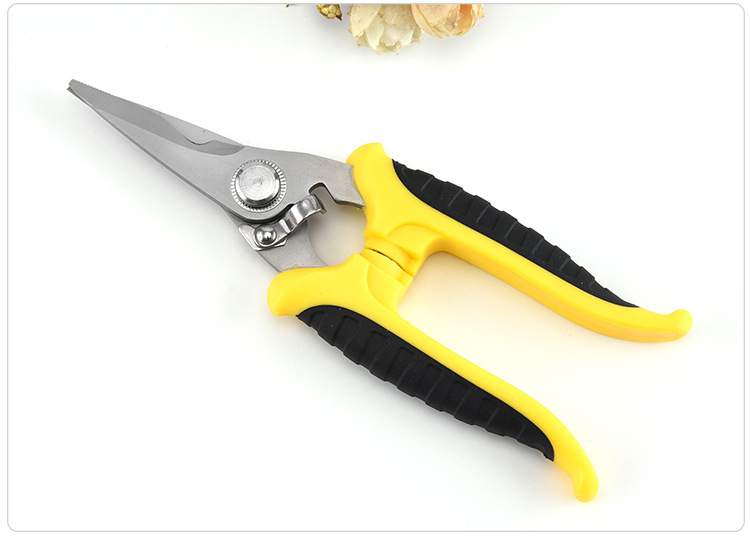 Non-slip handle Stainless steel garden scissors pruning tree branch shears fruit tree pruning black/yellow handle scissors