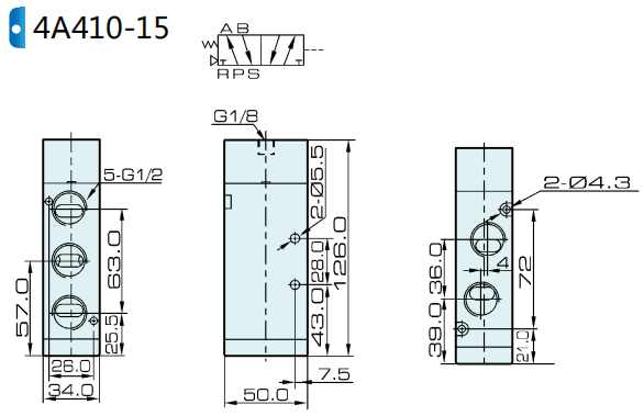 4A410-15 Valvola pneumatica pneumatica pilotata a 5/2 vie tipo Airtac 0