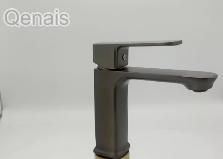 Brass Vanity Faucet Gun Gray Modern Style