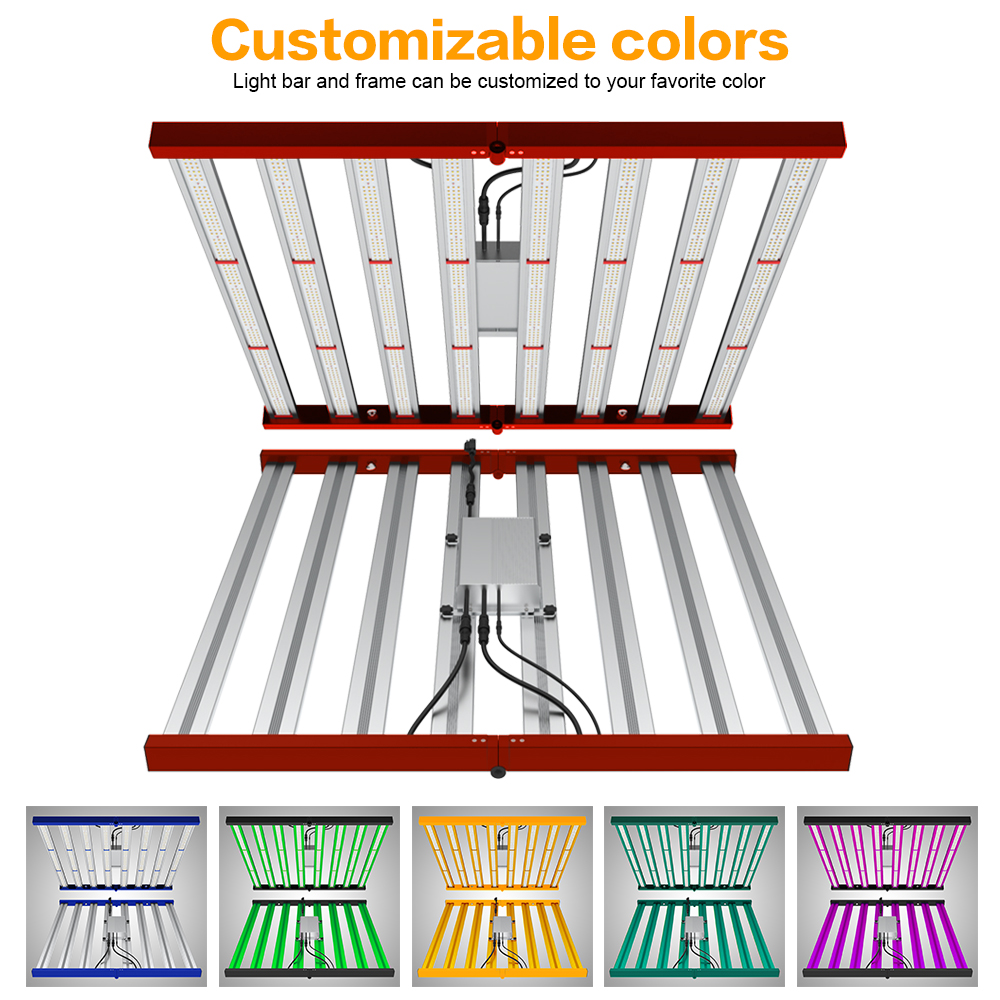 Phlizon 640w Foldable 8 Bars Samsung Full Spectrum Folding Led Grow Light for Indoor Hydroponics Bar Strip Plant Growth Lamp