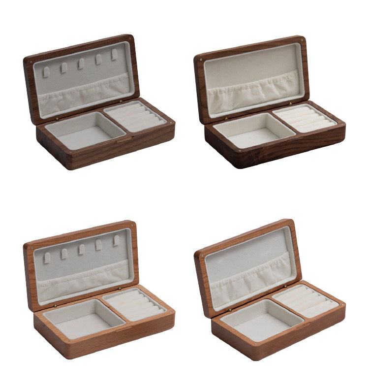 Walnuss Holzfurnier Holz Schmuck Verpackung Set Boxen Samteinsatz Halskette Ring Ohrringe Kleine Luxus Schmuck Geschenkbox Walnut Wood Veneer Wooden Jewellery Packaging Set Boxes Velvet Insert Necklace Ring Earrings Small Luxury Jewelry Gift Box