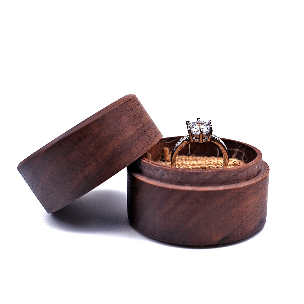 Boîte de support de bague de mariage en bois Wood Wedding Ring Holder Box