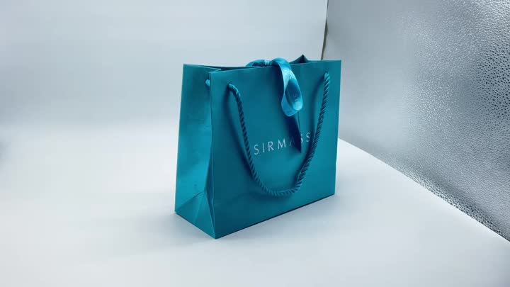 Nuova borsa da regalo blu personalizzata di carta