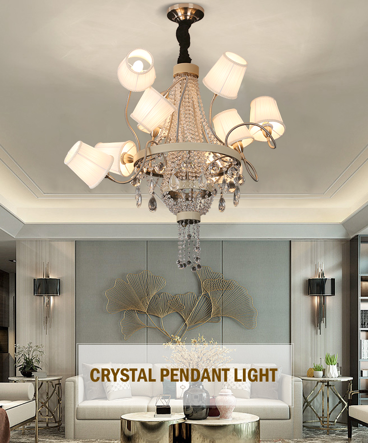 Modern Luxury Indoor Villa Lobby E14 in acciaio inossidabile k9 Crystal Led Lampadario a sospensione