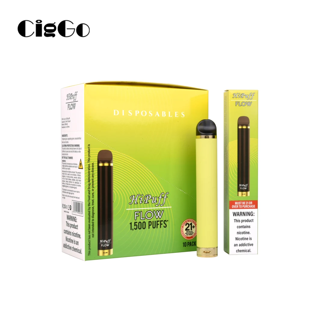 جهاز Hipuff Flow J04 مغلق Pod Vape E Cig أكثر من 1500 نفث