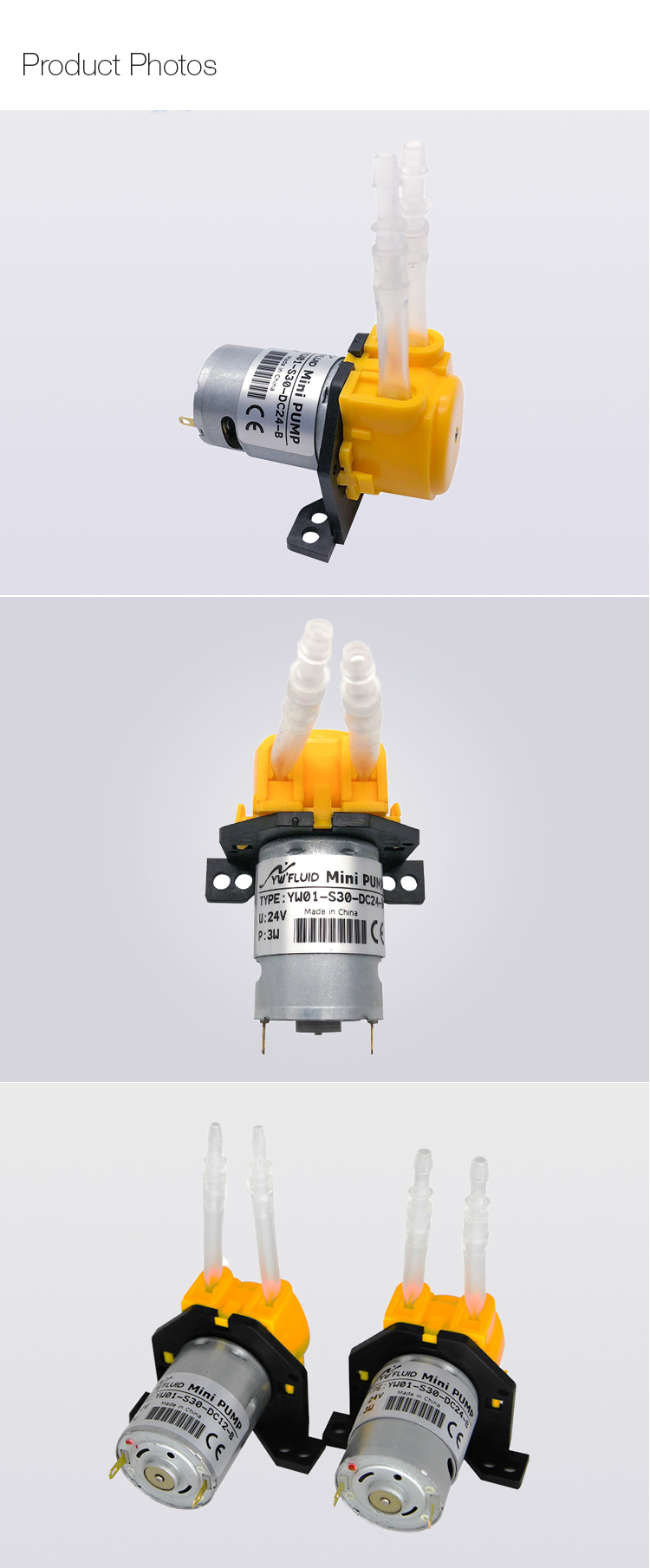 YWfluid Hot Products 12V/24V Self-priming Lab DIY micro peristaltic liquid pump with DC motor used for Laboratory equipment