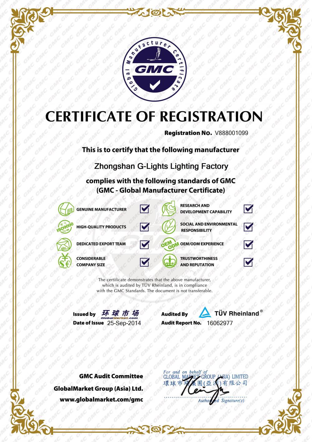 Global Manufacturer Certificate