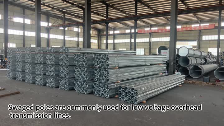 8 -11m Swaged Tubular Pole disesuaikan Galvanized E