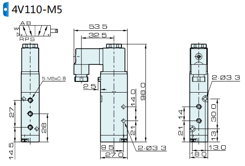 4A110-M5 Valvola pilota pneumatica tipo Airtac 5/2 vie 0