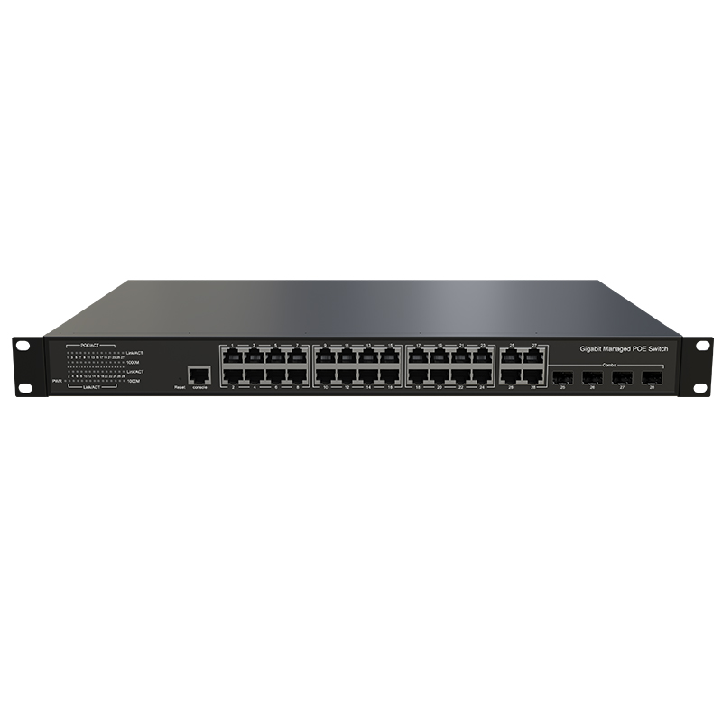 Switch POE+ Ethernet gerenciado de 24 portas