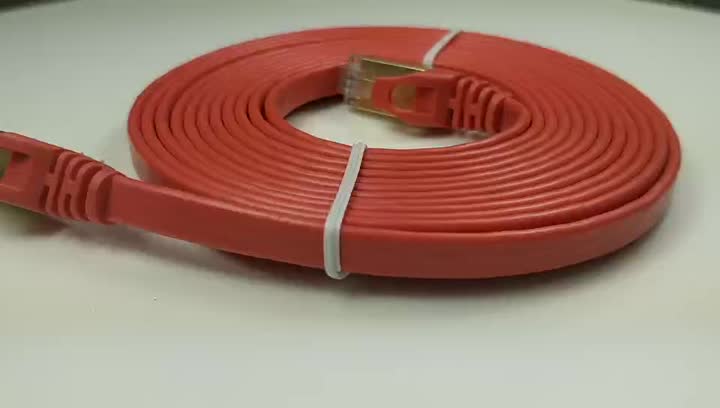 wideo cat7 płaski kabel czerwony (3)