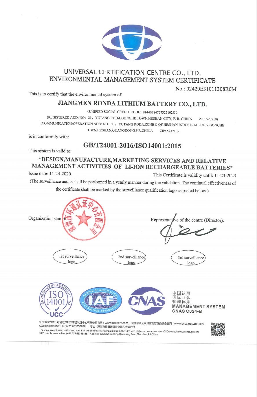 Environmental Management System Certificate